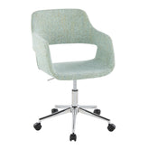 Margarite Contemporary Task Chair in Chrome Metal and Light Green Fabric by LumiSource
