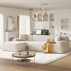 Modern Large L-Shape Modular Sectional Sofa 2 Piece Free Combination Simplified Style - Beige