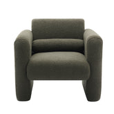 Modern Accent Chair Lambskin Sherpa Fabric Upholstered Comfy Reading Arm Chair Seaweed Green
