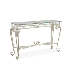 Modern Style Fancy Glass and Metal Table for Entrance, Console Tables for Entryway - White