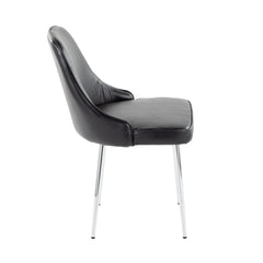 Contemporary Dining Chair with Chrome Frame and Black Faux Leather (Set of 2)