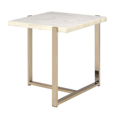 Feit End Table in Faux Marble & Champagne