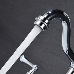 Double Handle Widespread Kitchen Faucet with Traditional Handles - Chrom3