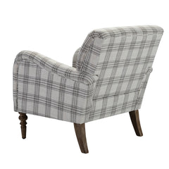 Farmhouse Style Amchair - Plaid Grey