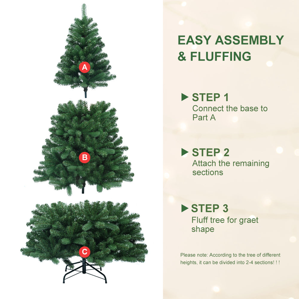 7ft PE/PVC Mixed Automatic Christmas Tree Qith Lights Xmas Decoration Light Up Holiday Season