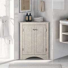 White Marble Triangle Bathroom Storage Cabinet with Adjustable Shelves