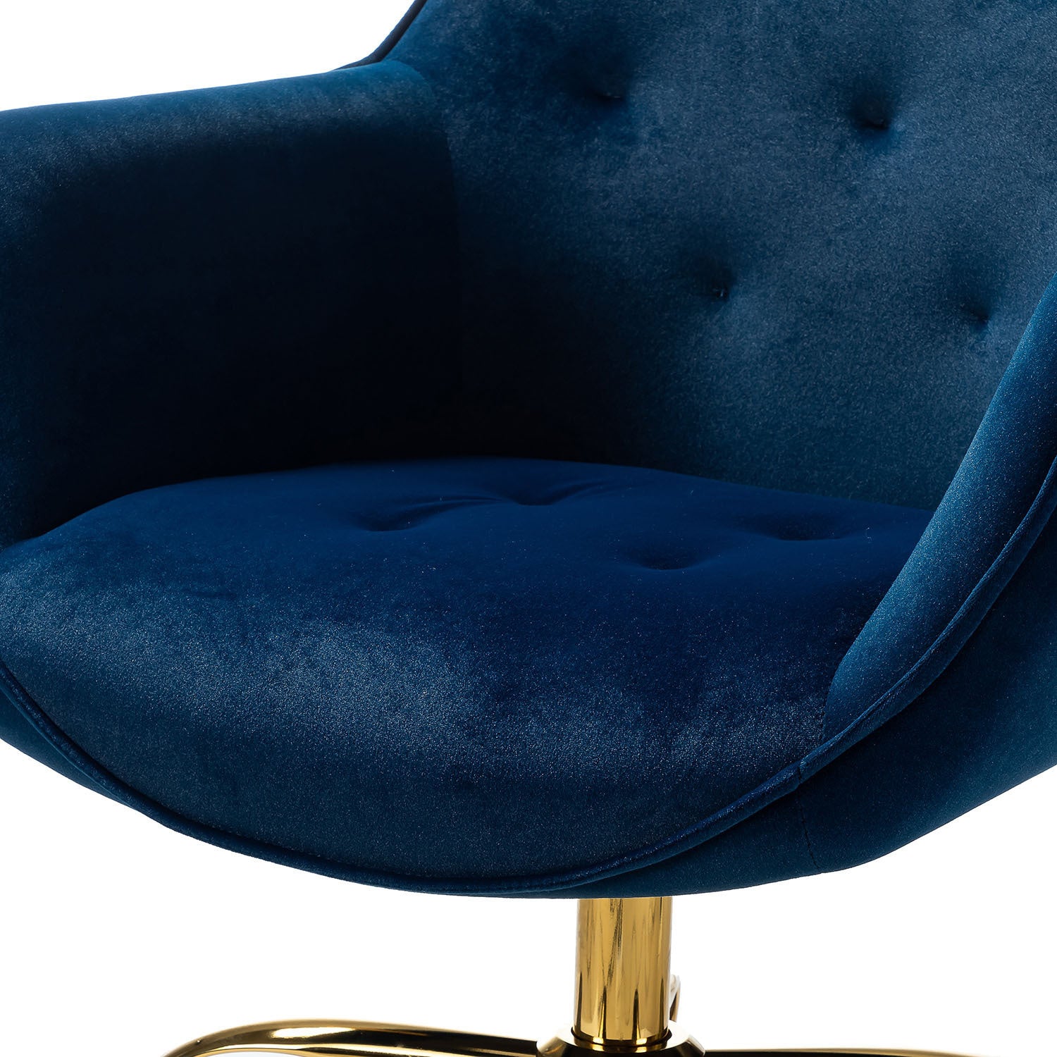 Task Chair With Tufted Back and Golden Base - Navy