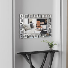 Large Wall-Mounted Silver Decorative Rectangular Wall Mirror