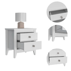 Amara Nightstand, Two Shelves/Four Legs - White