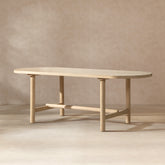 85' 8-Seat Oval Reclaimed Wood Dining Table, Light Natural Cerused Reclaimed Pine Wood