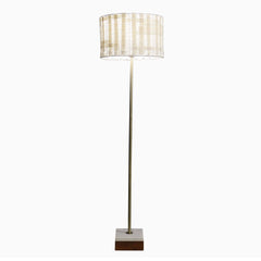 Viora Marble Base Floor Lamp, Slim Standing Light with Neutral Shade, Dark Brown and White, Metal, 110V