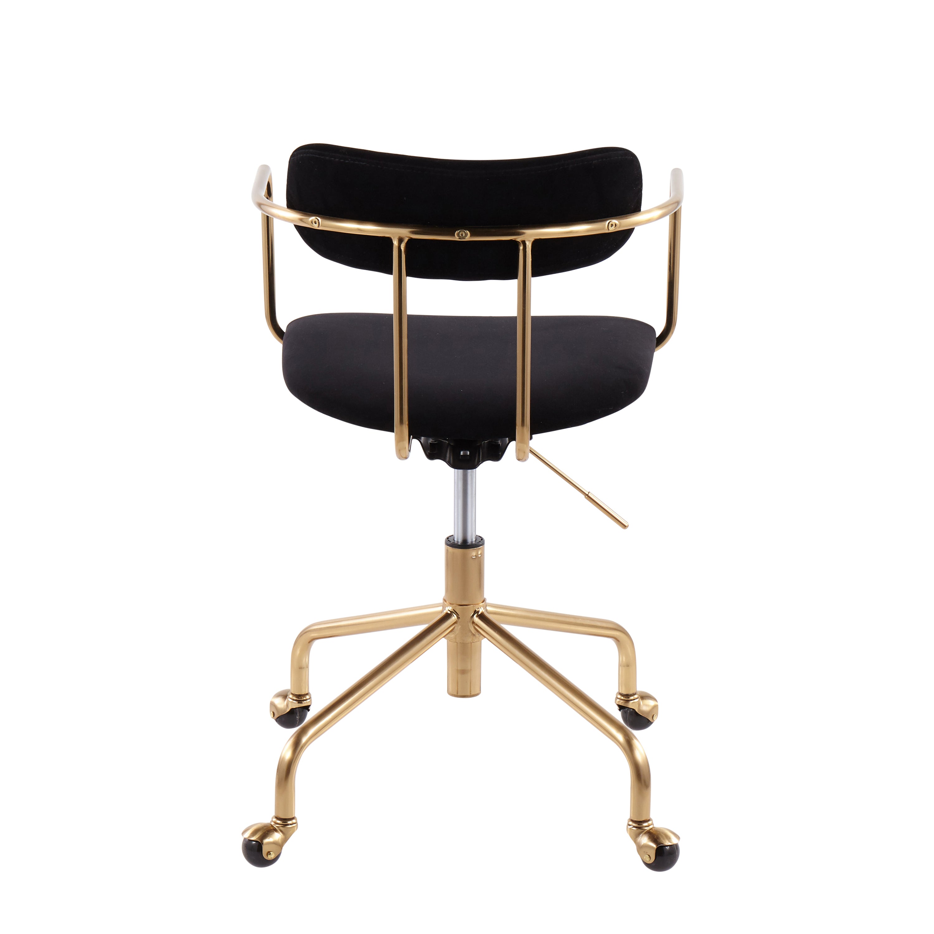 Contemporary Office Chair - Gold Metal and Black Velvet