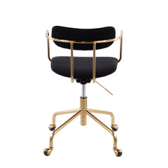 Contemporary Office Chair - Gold Metal and Black Velvet