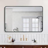 30x40 Inch Black Metal Framed Rectangular Bathrrom Mirror for Wall.(W2203134112)