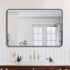 30x40 Inch Black Metal Framed Rectangular Bathrrom Mirror for Wall.(W2203134112)
