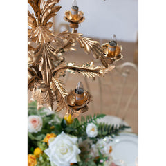 Gold Leaf 6-Light 30" Metal Chandelier - Gold