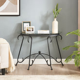 Tempered Glass Surface Console - Rustic Black