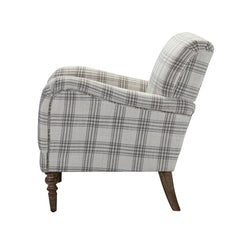Farmhouse Style Amchair - Plaid Grey