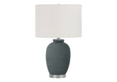 24'H Contemporary Table Lamp, Blue Ceramic, Ivory / Cream Shade