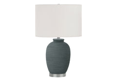 24'H Contemporary Table Lamp, Blue Ceramic, Ivory / Cream Shade