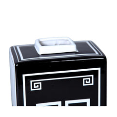 12"H Ceramic Decorative Jar with Black and White Geometric Design