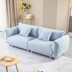 A Lovable Sofa with 2 Pillows and Metal Feet - Light Blue