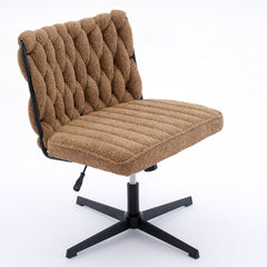 Armless Office Desk Chair No Wheels, Brown