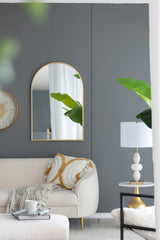 Arched Accent Mirror with Gold Metal Frame 24" x 36"
