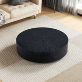 35.43 Inch Modern Round Coffee Table MDF Coffee Table for Living Room,Drum Center Table for Apartment,No Need Assembly,Black