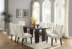 Modern Faux Leather White Tufted Dining Seat Chair (Set of 2) - White