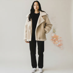 Suede Jacket Women Short Velvet Motorcycle Jacket