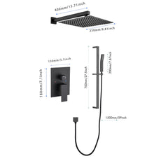 Shower System 10Inch Square Bathroom Luxury Rain Mixer Shower Combo Set Pressure Balanced Shower System with Shower Head, Hand Shower, Slide Bar, Shower Arm, Hose, and Valve Trim