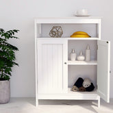 Bathroom Standing Storage with Double Shutter Doors Cabinet - White