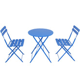 3 Pieces Patio Bistro Balcony Metail Chair Table Set-Blue