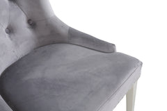 Contemporary Grey Velvet & Stainless Steel Dining Chair (Set of 2)