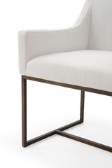 Modern Off White & Copper Antique Brass Dining Chair