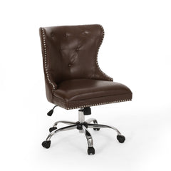 Contemporary Tufted Swivel Office Chair - Dark Brown