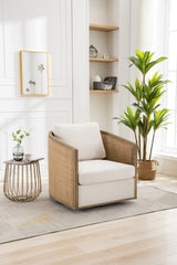 Swivel Barrel Chair, Comfy Round Accent Sofa Chair - Beige