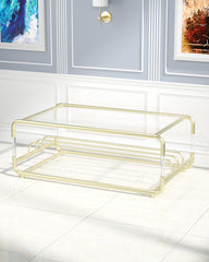 Gold Stainless Steel With Acrylic Frame Clear Glass Top Coffee Table