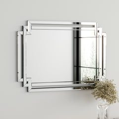 Large Wall-Mounted Silver Decorative Rectangular Wall Mirror