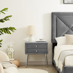 King Bed + 2 Nightstands - Gray