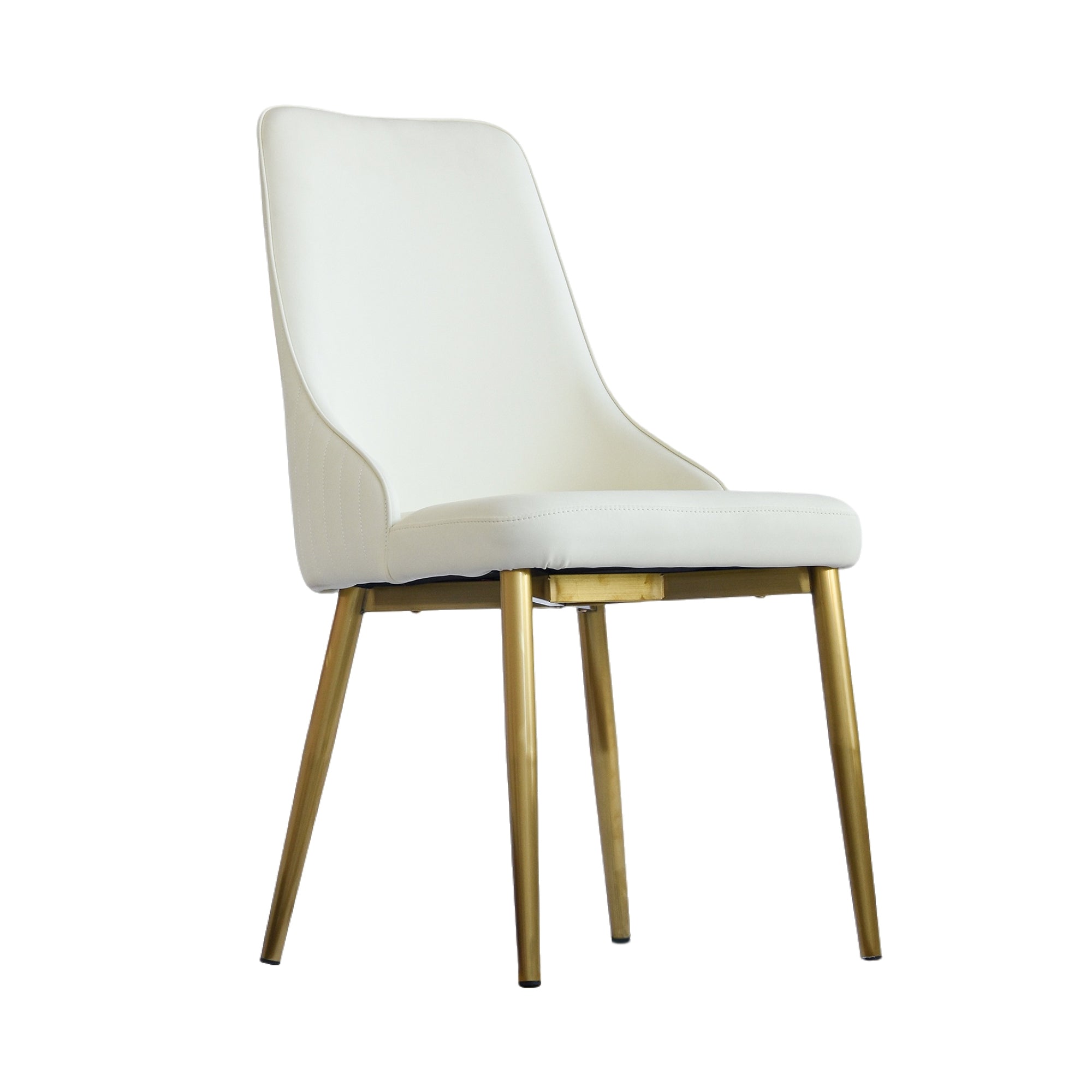Modern Dining Chairs With Solid Wood Metal Legs (Set of 2) - White