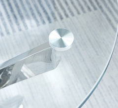 Modern Round Tempered Glass Coffee Table with Chrome Legs - Silver