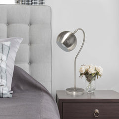 Modern Half Moon Table Lamp - Brushed Nickel Finish