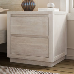 Modern Style Wood Veneer 2-Drawer Nightstand Side Table - Stone Gray