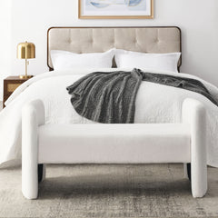 Contemporary Bench Design Ottoman 52" - Teddy White