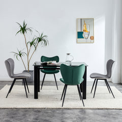 Modern Velvet Dining Chairs with Metal Legs (Set of 2) - Green