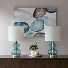 Curved Glass Table Lamp (Set of 2) - Blue