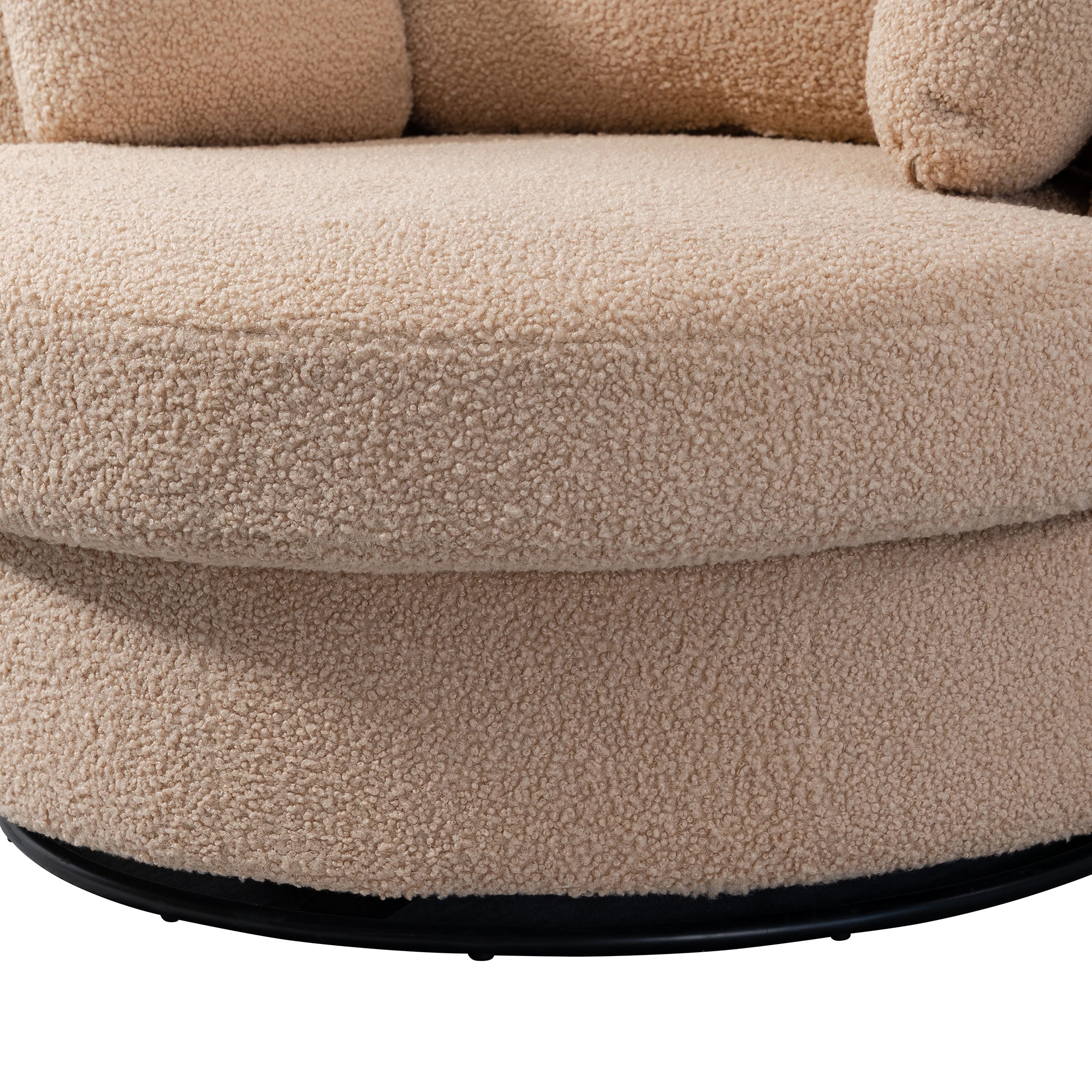 42.2" Cozy Club Chair, Swivel Barrel Chair With 3 Pillows, Swivel Round Sofa Modern Arm Chair - Light Camel