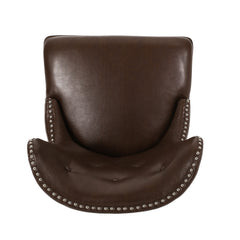 Contemporary Tufted Swivel Office Chair - Dark Brown